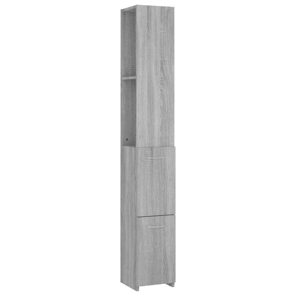 Vidaxl Kúpeľňová skrinka sivá sonoma 25x25x170 cm spracované drevo